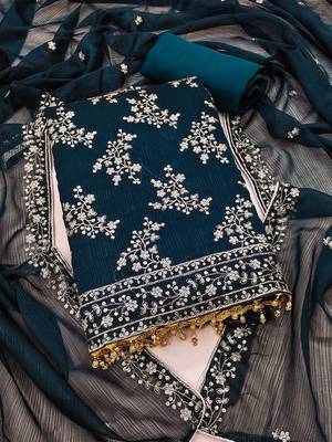 ethnic motifs embroidered sequinned unstitched dress material 2