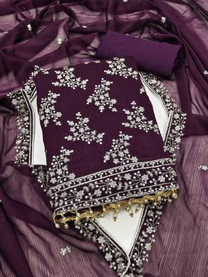 floral embroidered unstitched dress material 1