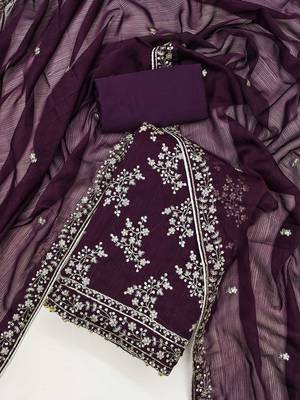 floral embroidered unstitched dress material 2