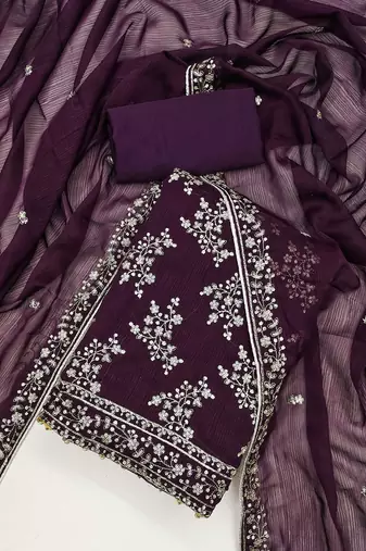 floral embroidered unstitched dress material