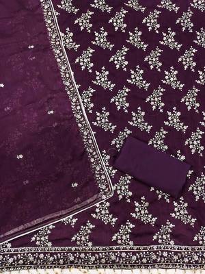floral embroidered unstitched dress material 3