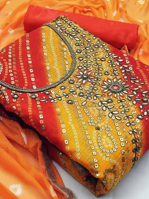 printed embroidered unstitched dress material 2