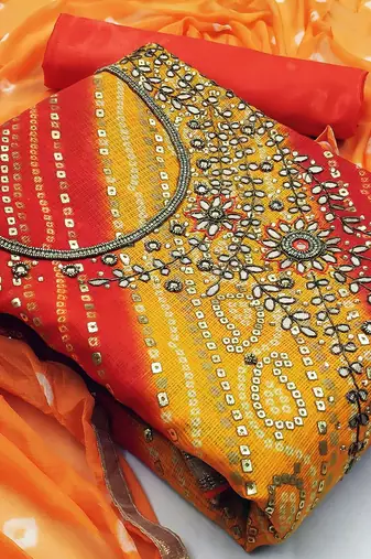 printed embroidered unstitched dress material