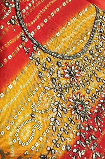 printed embroidered unstitched dress material