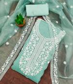 floral embroidered organza unstitched dress material