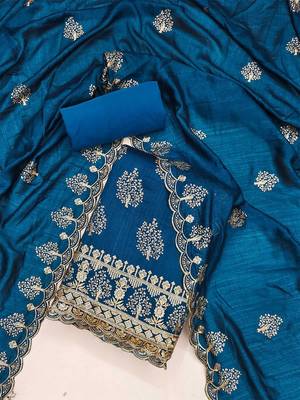 ethnic motifs embroidered sequinned unstitched dress material 2