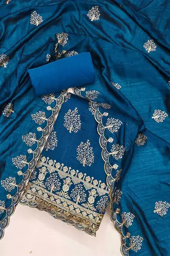 ethnic motifs embroidered sequinned unstitched dress material