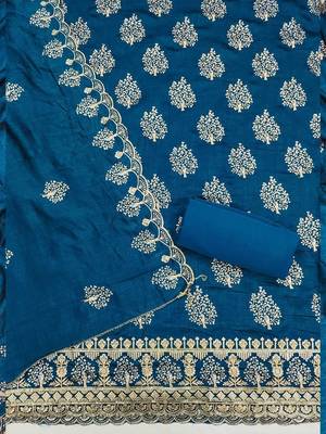 ethnic motifs embroidered sequinned unstitched dress material 3