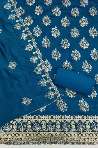 ethnic motifs embroidered sequinned unstitched dress material