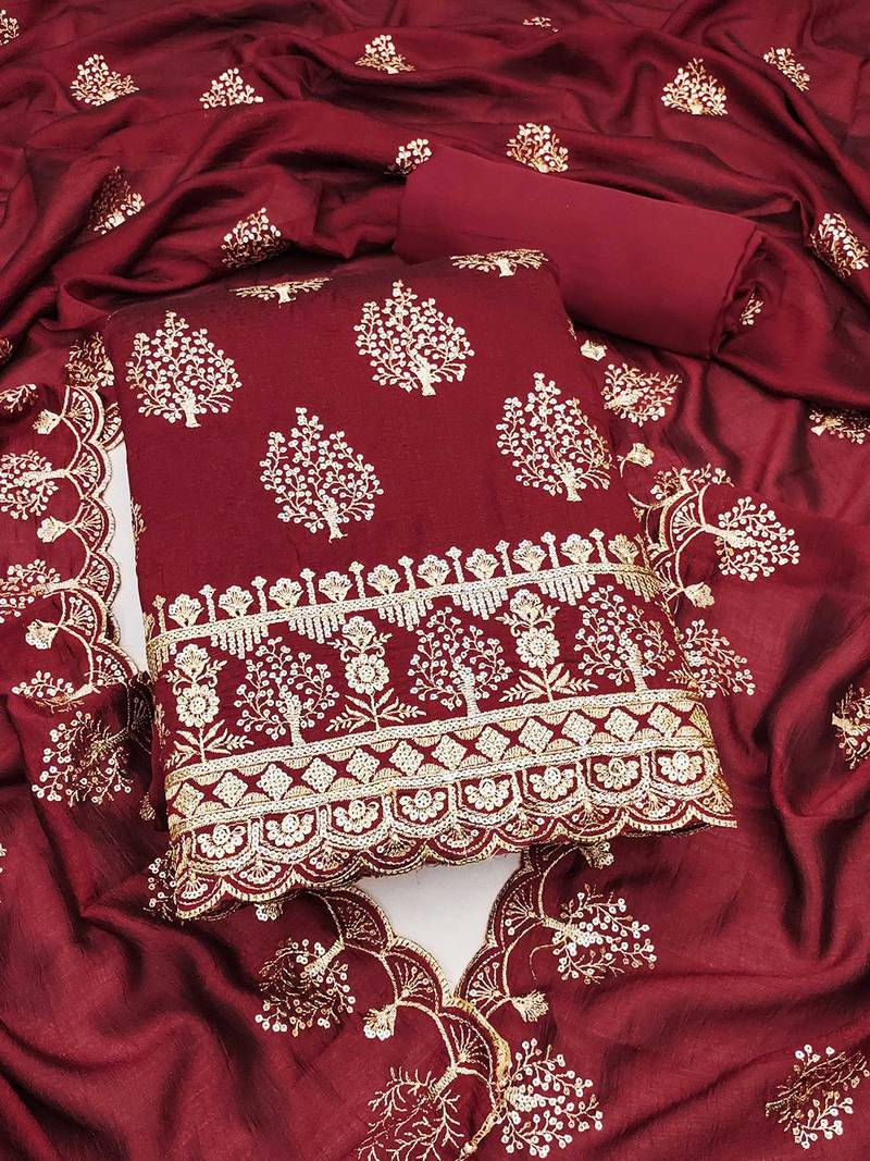 embroidered unstitched dress material