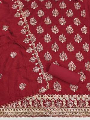 embroidered unstitched dress material 3
