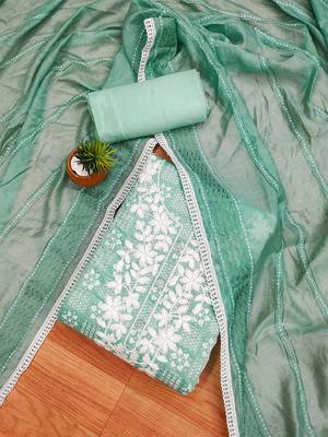 floral embroidered unstitched dress material 1