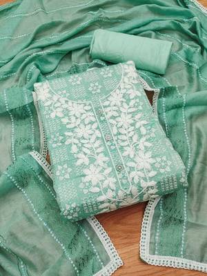 floral embroidered unstitched dress material 2