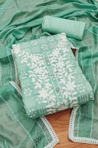 floral embroidered unstitched dress material