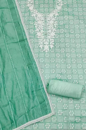 floral embroidered unstitched dress material