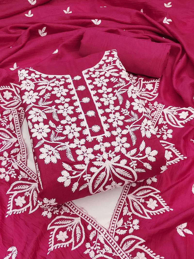 embroidered unstitched dress material