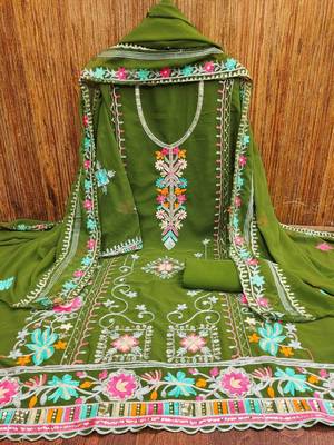 embroidered unstitched dress material 1