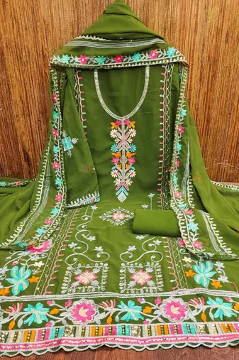 embroidered unstitched dress material