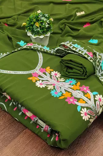embroidered unstitched dress material