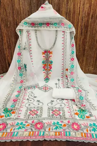embroidered unstitched dress material
