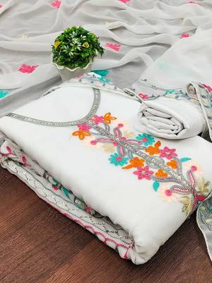 embroidered unstitched dress material 3