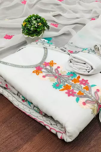 embroidered unstitched dress material