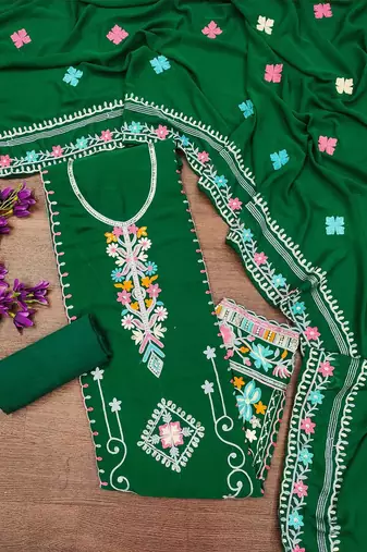 embroidered unstitched dress material