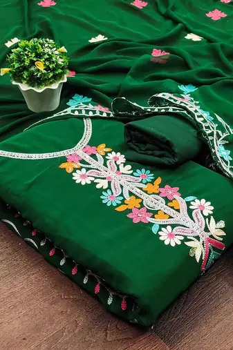 embroidered unstitched dress material