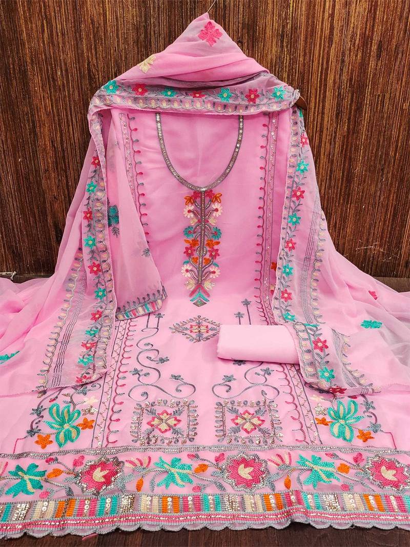 embroidered unstitched dress material