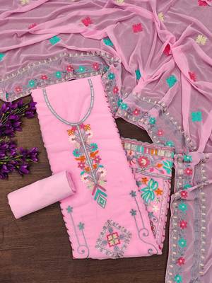 embroidered unstitched dress material 2