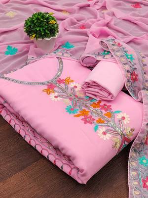 embroidered unstitched dress material 3