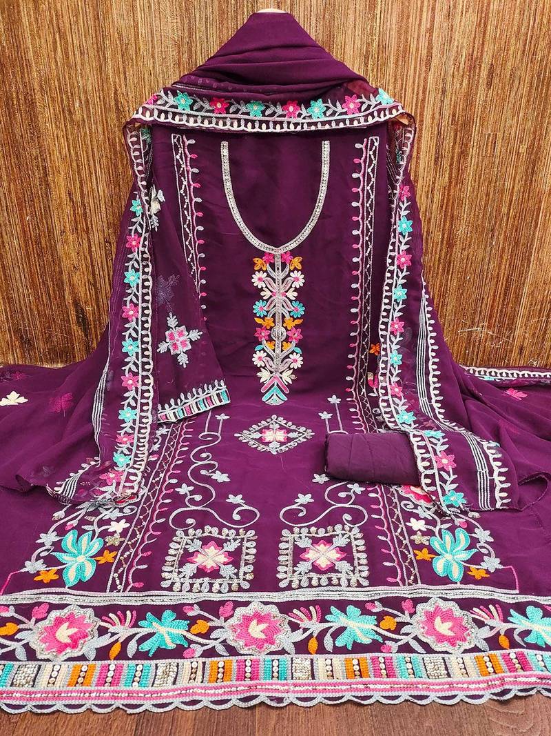 embroidered unstitched dress material