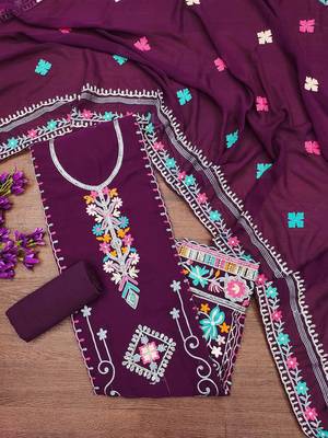 embroidered unstitched dress material 2