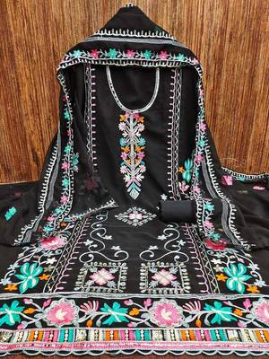embroidered unstitched dress material 1