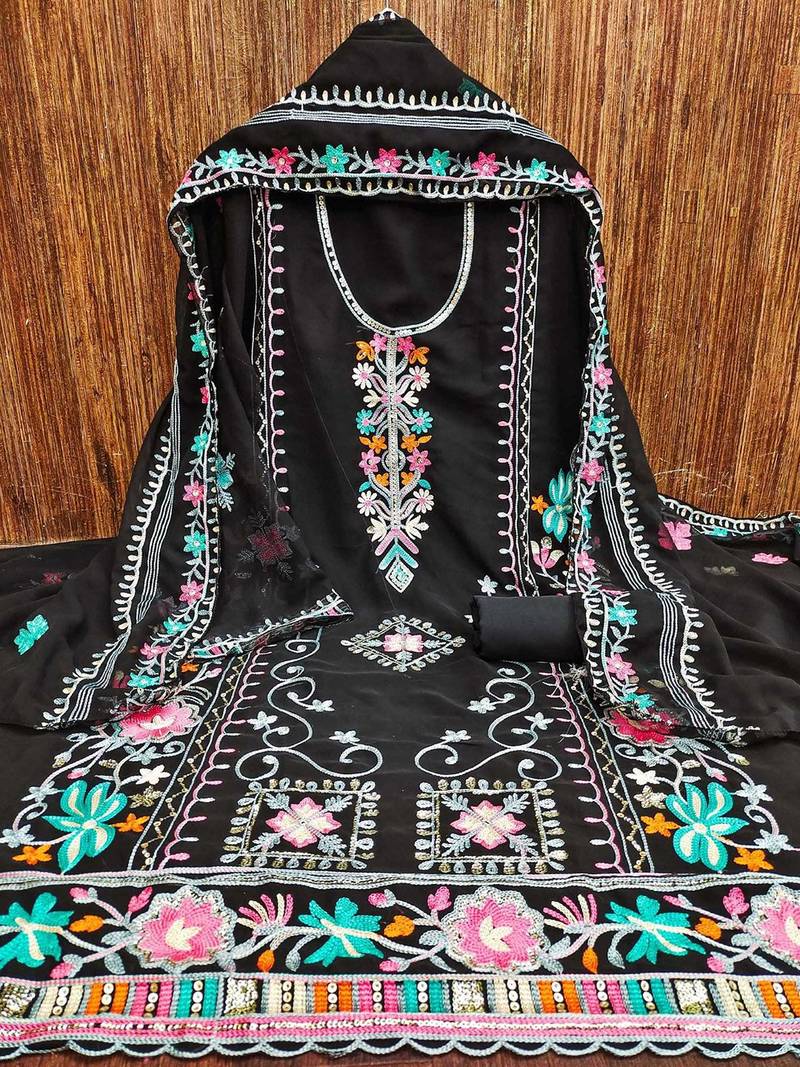 embroidered unstitched dress material