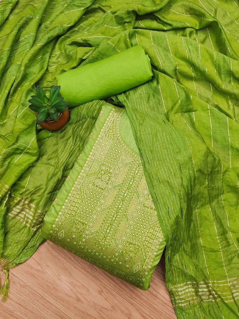 woven design art silk unstitched dress material