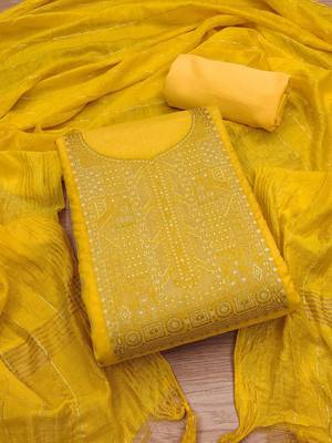 embellished art silk unstitched dress material 2
