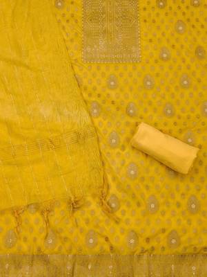 embellished art silk unstitched dress material 3