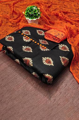 floral printed slub cotton unstitched dress material