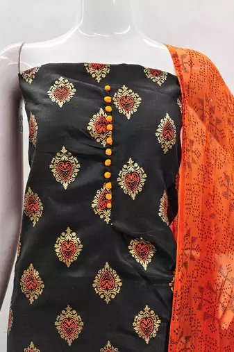 floral printed slub cotton unstitched dress material