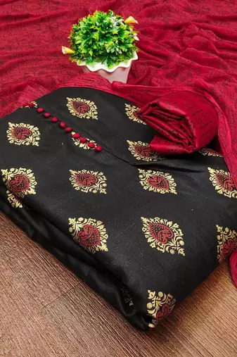 ethnic motifs printed cotton unstitched dress material