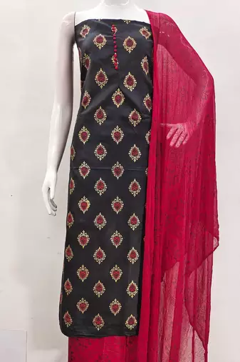 ethnic motifs printed cotton unstitched dress material