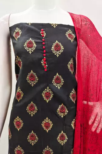 ethnic motifs printed cotton unstitched dress material