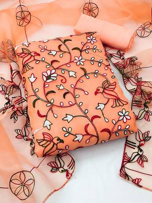 embroidered organza unstitched dress material 1