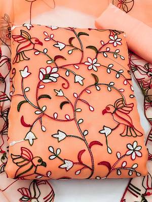 embroidered organza unstitched dress material 2