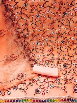 embroidered organza unstitched dress material 3