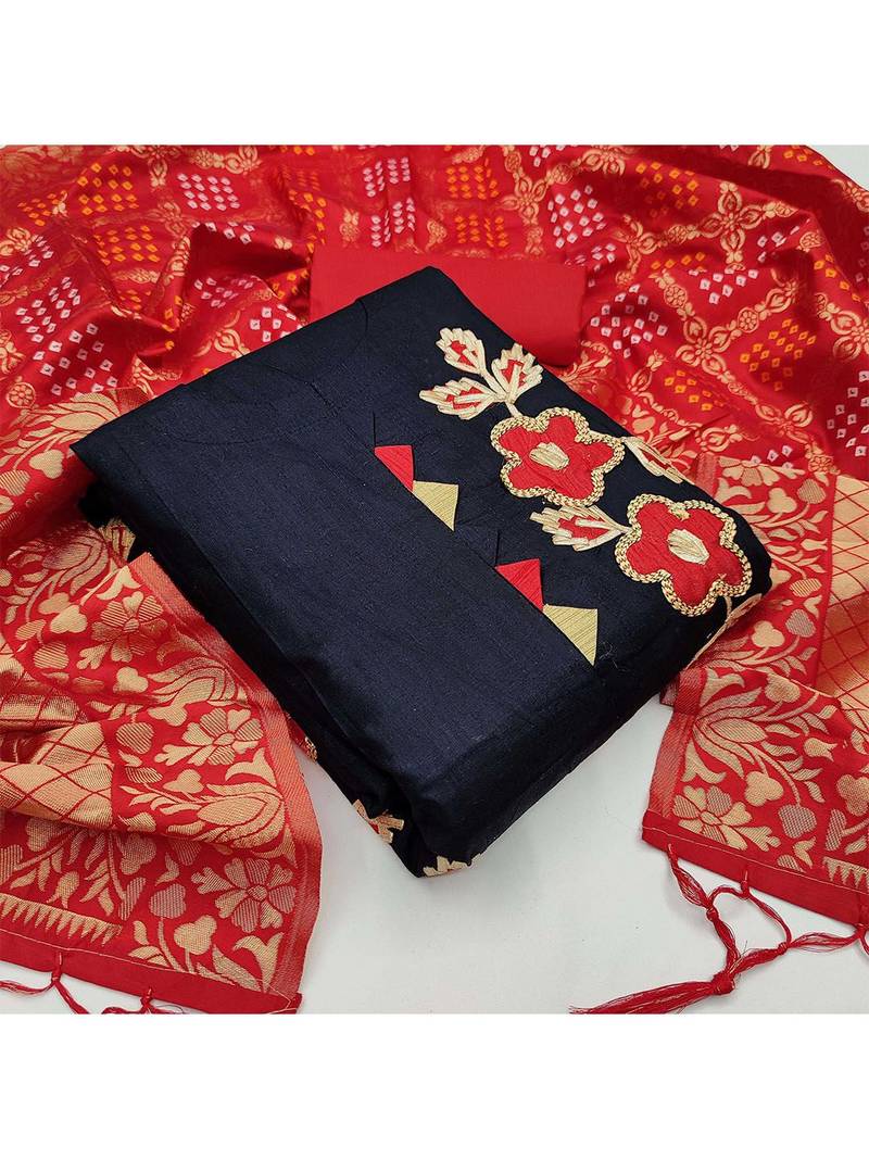 black & red unstitched dress material