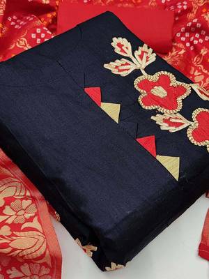black & red unstitched dress material 2