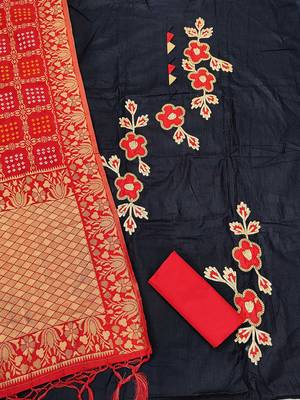 black & red unstitched dress material 3