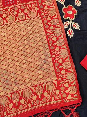 black & red unstitched dress material 5